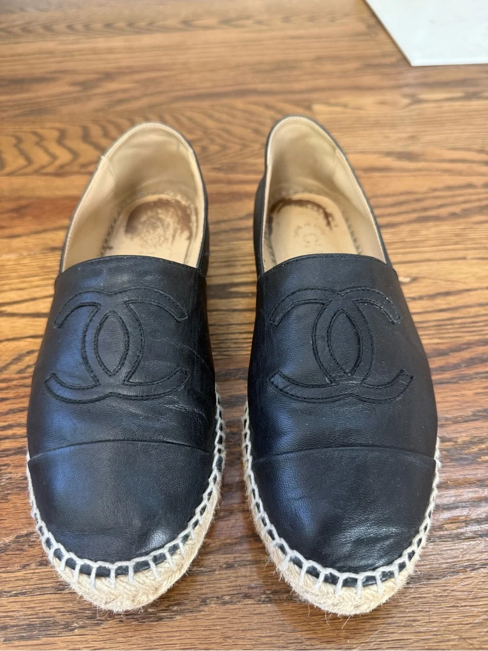 Chanel Black Leather Espadrilles size 37